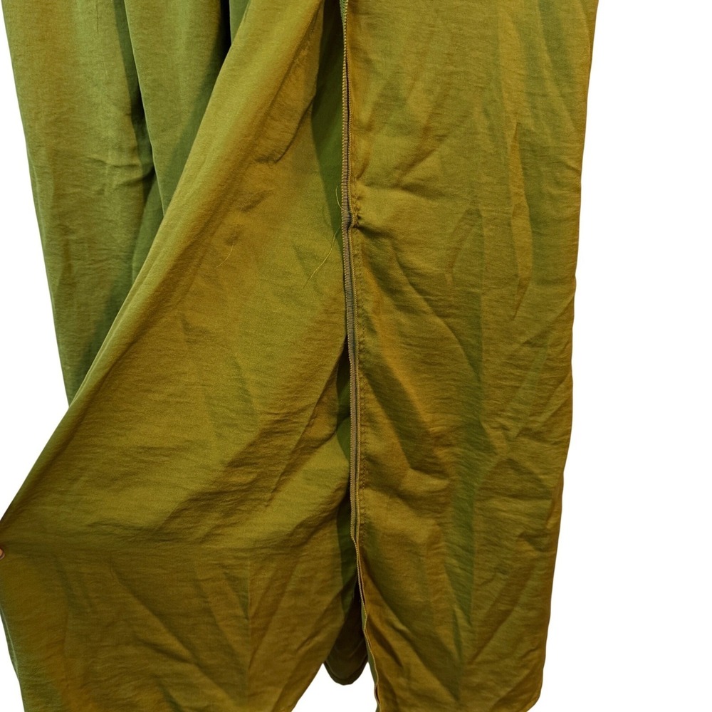 Tahari Womens Olive Green Smocked Waist Maxi Skirt Side Slits Ruffle Trim L Flow - Picture 6 of 11